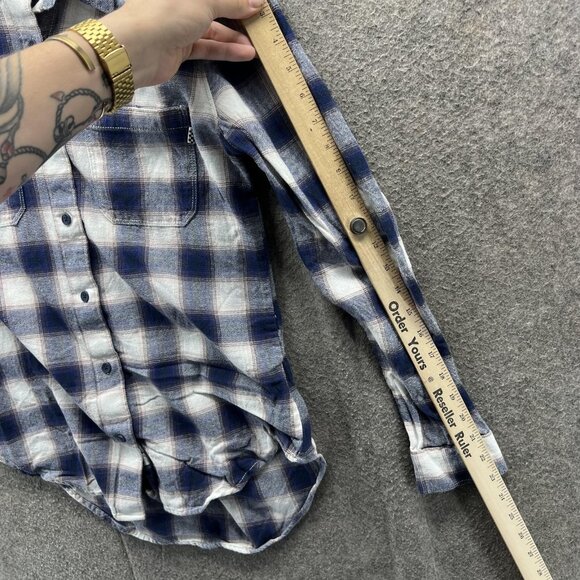 Vans Shirt Womens XS Blue White Plaid Flannel Button Down Long Sleeve Casual - Picture 7 of 10